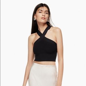 Aritzia Sculpt Knit Criss Cross Cropped Tank Black